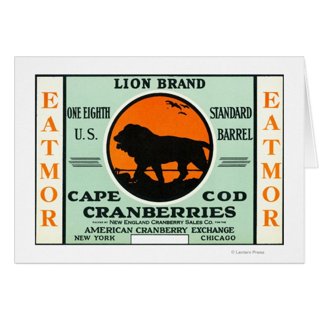 Cape Cod Lion Eatmor Cranberries Brand Label (Front Horizontal)
