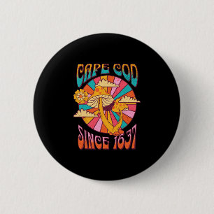 Cape Cod M Mushroom Boho Souvenir Vintage Vacation 2 Inch Round Button