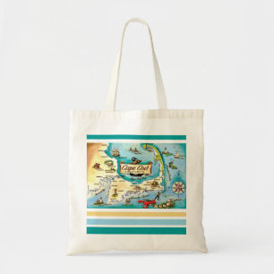 Cape Cod MA Map Tote Bag