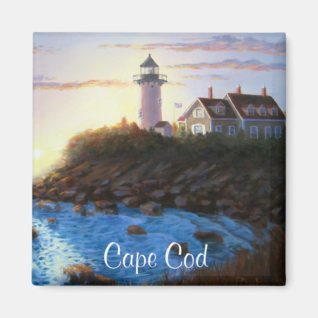 Cape Cod MA Nobska Lighthouse Magnet de peinture (Devant)