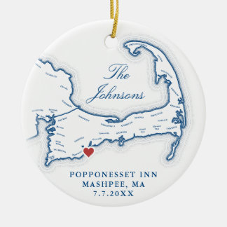 Cape Cod MA Wedding Photo First Christmas Ceramic Ornament