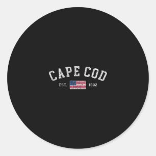 Cape Cod Machusetts Us Flag Est 1602 Vacation Souv Classic Round Sticker