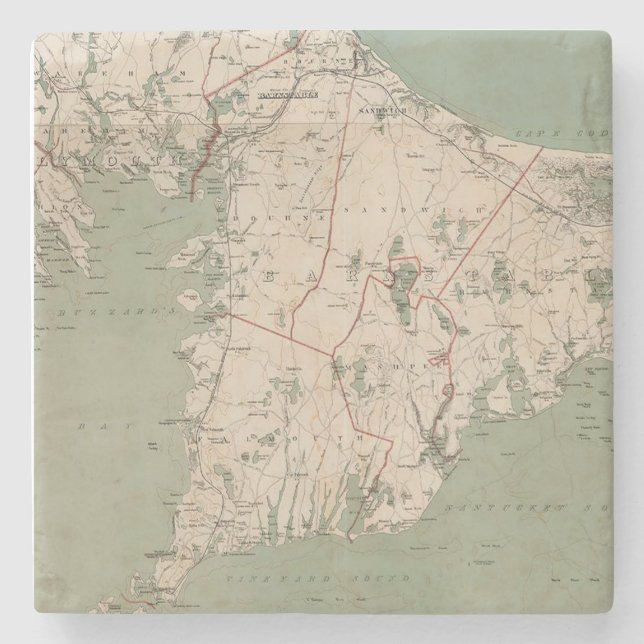 Cape Cod Map 4 Stone Coaster (Front)