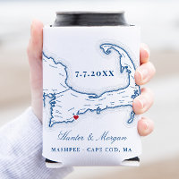 Cape Cod Map Wedding Favour Drink Holder