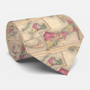 Cape Cod, Martha's Vineyard & Nantucket Map (1871) Tie
