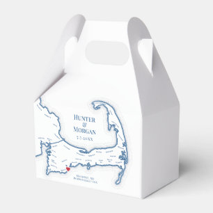 Cape Cod Mashpee Map Destination Wedding Elegant Favor Box