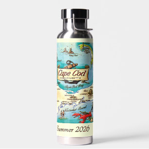 Cape Cod Mass Map Custom Water Bottle