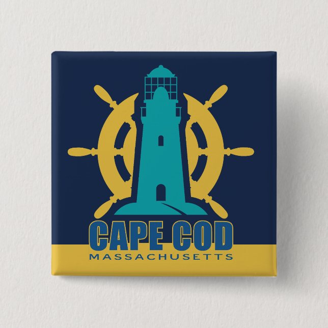 Cape Cod Massachusetts 2 Inch Square Button (Front)