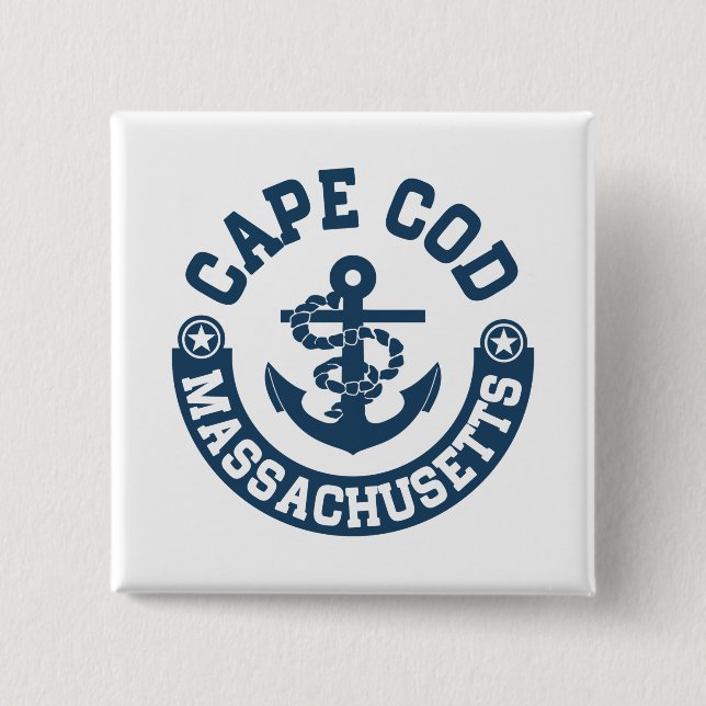 Cape Cod Massachusetts 2 Inch Square Button (Front)