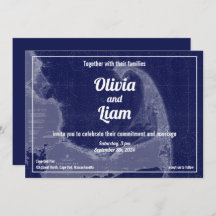 Cape Cod Massachusetts Carte Vintage Mariage Invit