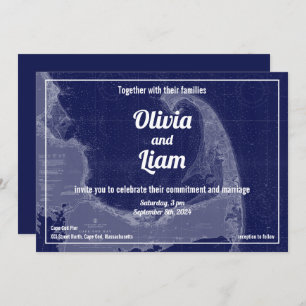 Cape Cod Massachusetts Carte Vintage Mariage Invit