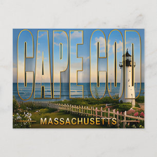 Cape Cod Massachusetts Lighthouse Coastal Travel Postcard