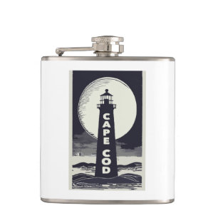 Cape Cod Massachusetts Lighthouse Moon Hip Flask