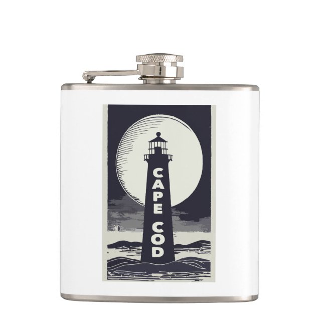 Cape Cod Massachusetts Lighthouse Moon Hip Flask (Front)