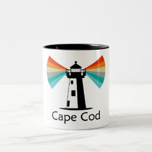 Cape Cod Massachusetts Lighthouse Rainbow Two-Tone Coffee Mug