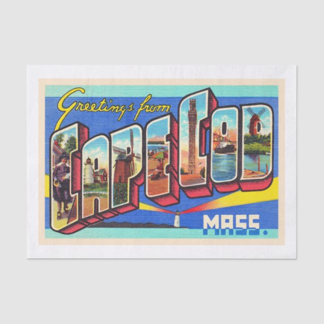 Cape Cod Massachusetts MA Large Letter Postcard Tissue Paper (Front)