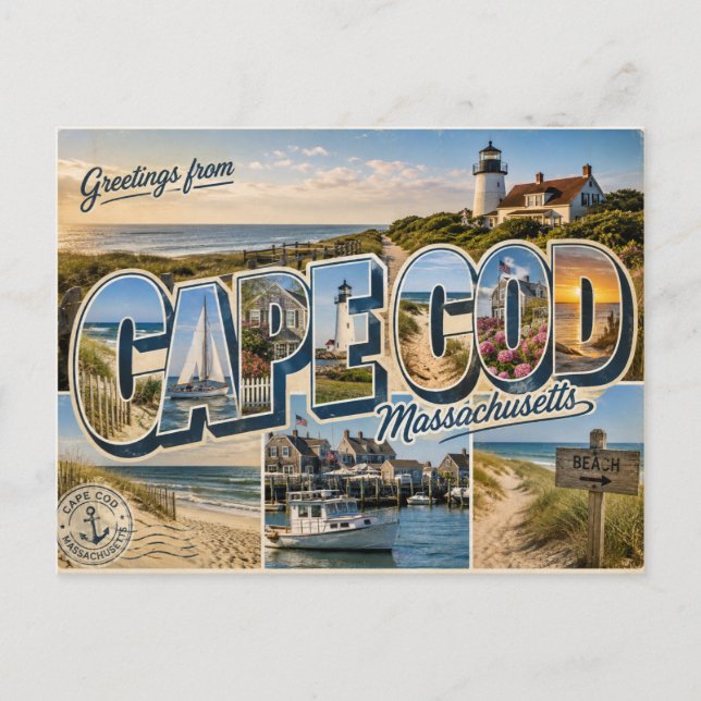 Cape Cod, Massachusetts Postcard (Front)
