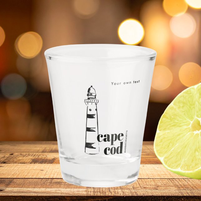 Cape Cod Massachusetts scribbled lighthouse  Shot Glass (Creator Uploaded)