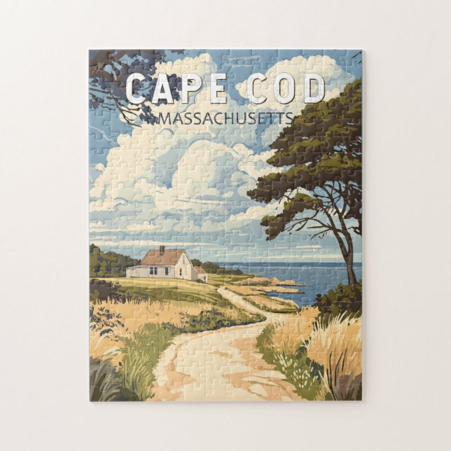 Cape Cod Massachusetts Travel Art Vintage Jigsaw Puzzle (Vertical)