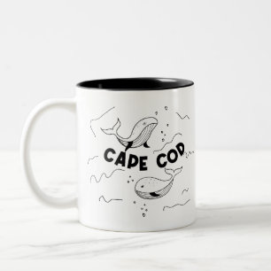 Cape Cod Massachusetts Whales Two-Tone Coffee Mug