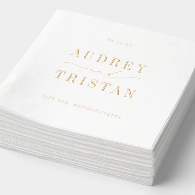 CAPE COD Modern Minimalist Wedding Foil Napkins (Detail)