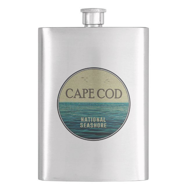 Cape Cod National Seashore Ocean Birds Hip Flask (Front)