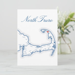 Cape Cod North Truro Map Wedding Table Name Card