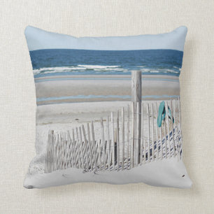 Cape Cod ocean beach Throw Pillow