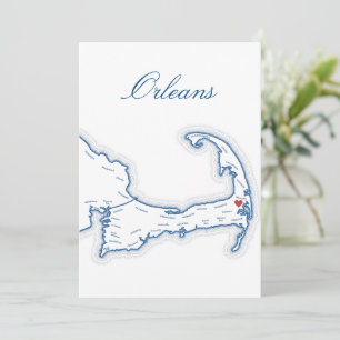 Cape Cod Orleans Map Wedding Table Name Card
