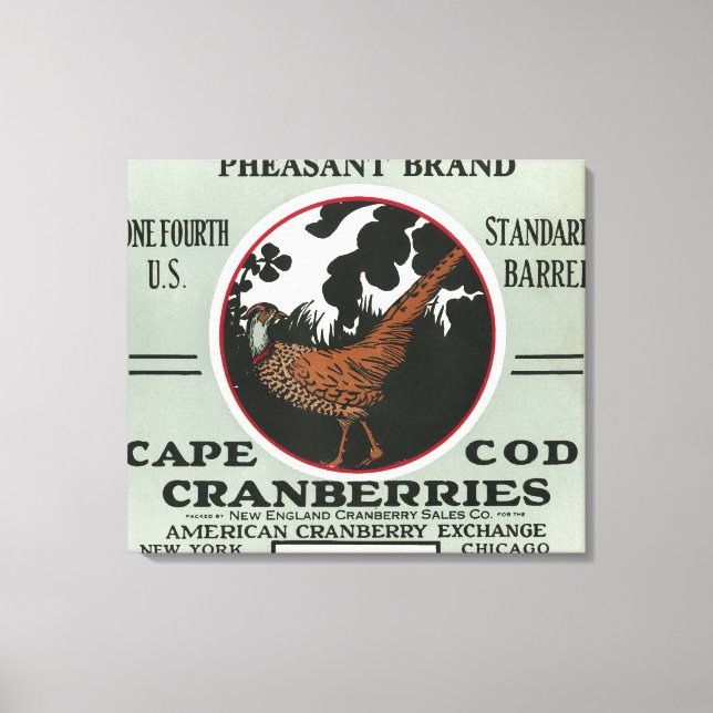 Cape Cod Pheasant Brand Cranberry Label Canvas Print (Front)
