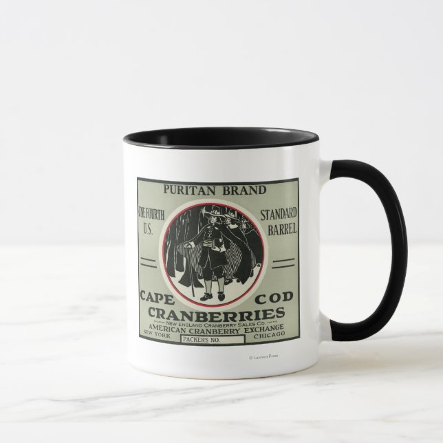 Cape Cod Puritan Brand Cranberry Label Mug (Right)