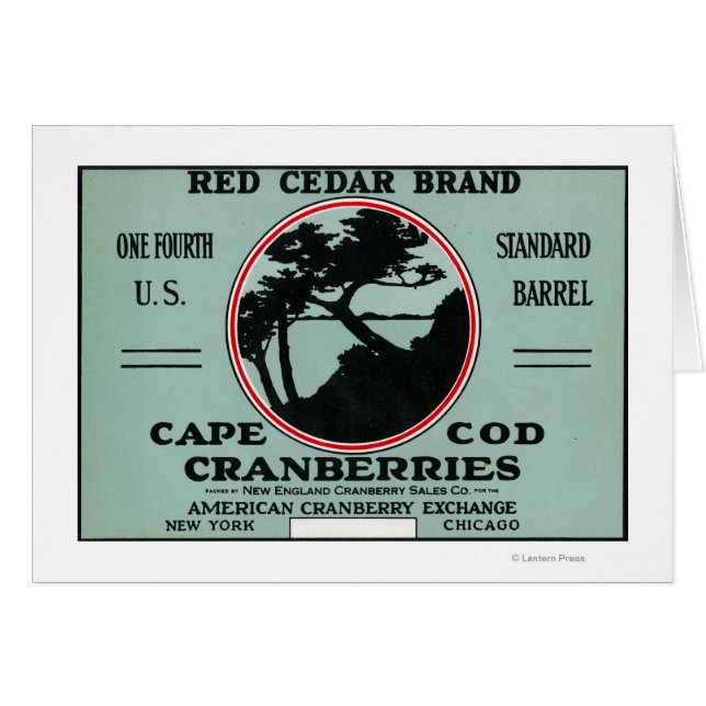 Cape Cod Red Cedar Marque Cranberry Étiquette (Devant horizontal)