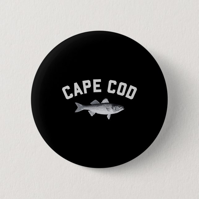 Cape Cod Striper Striped B Fun Fishing Design  2 Inch Round Button (Front)