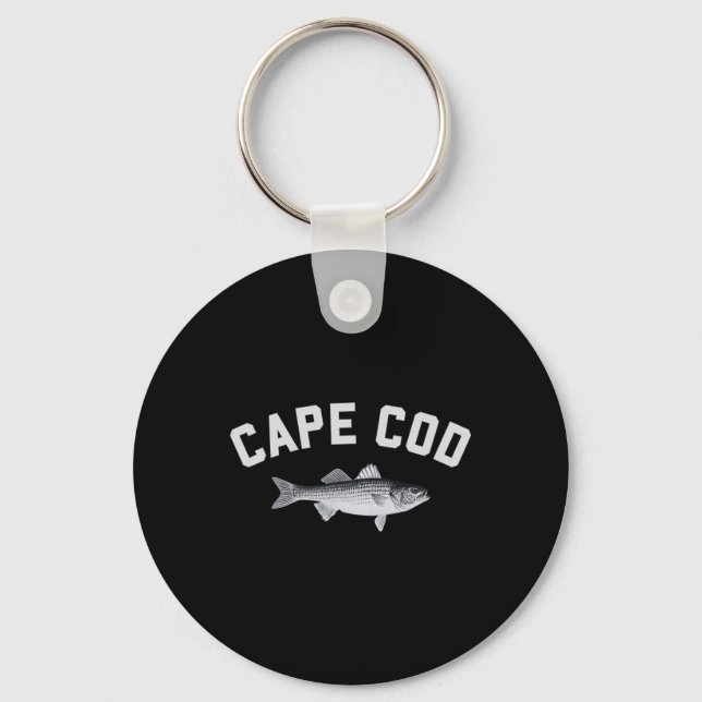 Cape Cod Striper Striped Byss Fun Fishing Design  Keychain (Front)