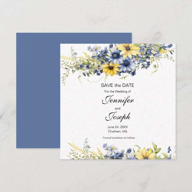 Cape Cod Summer Floral Wedding Save the Date Card (Front/Back)