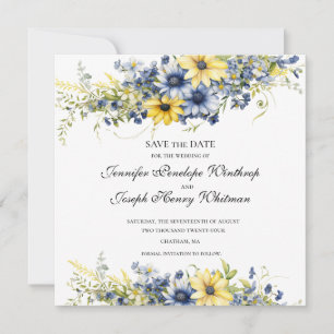 Cape Cod Summer Floral Wedding Save the Date Card