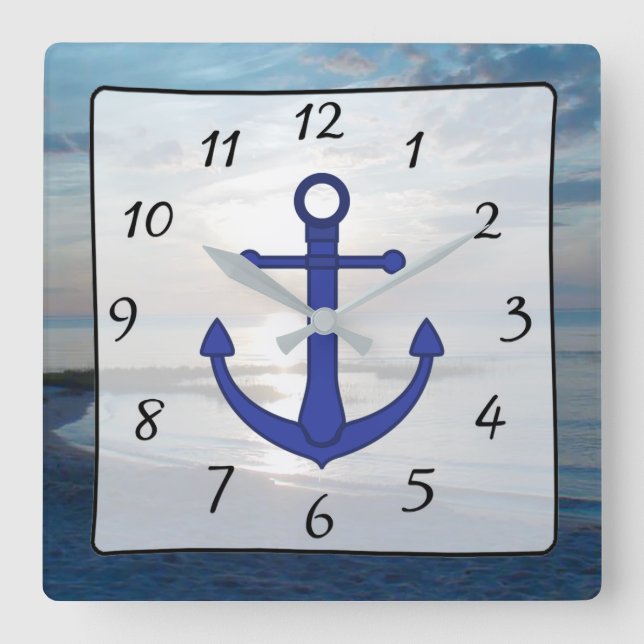 Cape Cod Sunset Ocean View Beach Anchor Clock (Front)