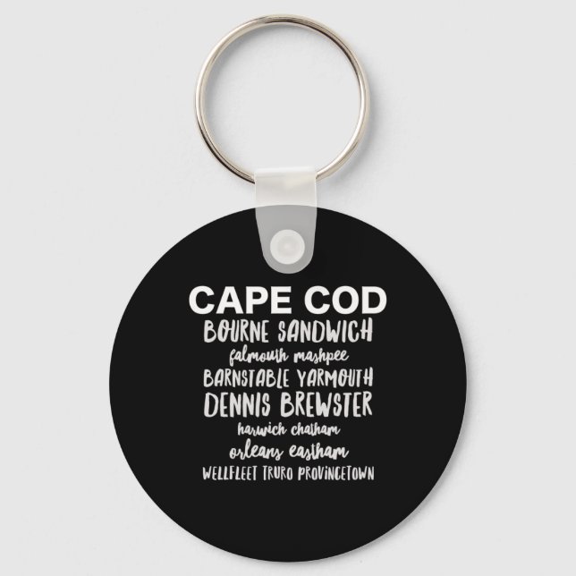 Cape Cod Towns Provincetown Rnstable Bourne Dennis Keychain (Front)