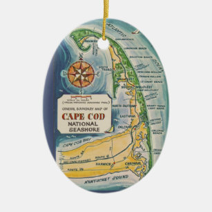 Cape Cod Vintage Map Ceramic Ornament
