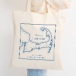 Cape Cod Wedding Welcome Tote Bag<br><div class="desc">These custom Cape Cod map tote bags are the perfect wedding favour to welcome your out of town guests. Fill them with "Welcome to Cape Cod" welcome bag goodies, or customize them as gifts for your wedding party. Move the heart by clicking "Edit Using design tool" under "Personalize". Perfect for...</div>