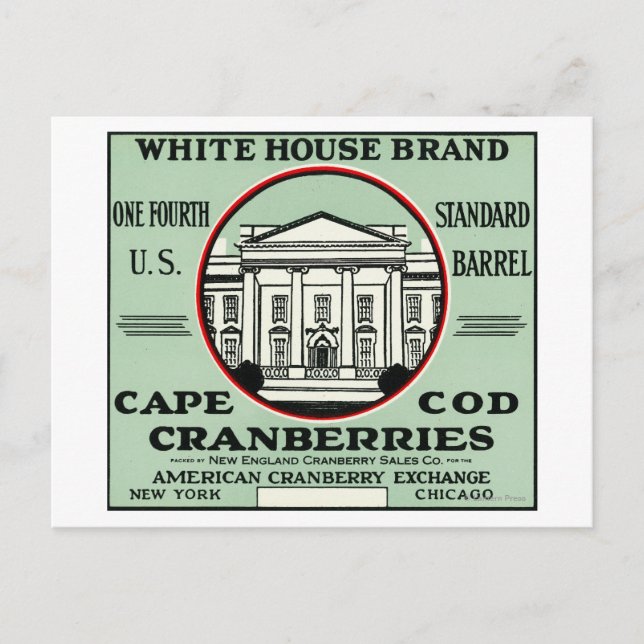 Cape Cod White House Brand Cranberry Label Postcard (Front)