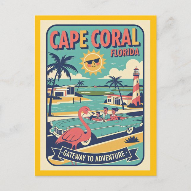 Cape Coral FL Retro 1950s Travel Postcard (Front)