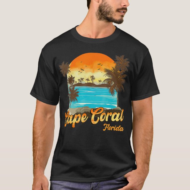 Cape Coral Florida Beach Summer Vacation Palm Tree T-Shirt (Front)