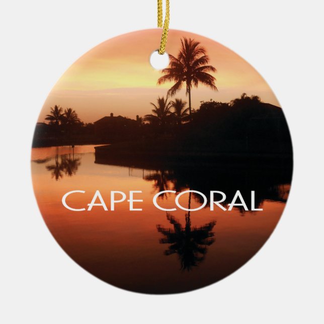 Cape Coral Florida Canal Sunset  Ceramic Ornament (Front)