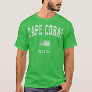 Cape Coral Florida FL Vintage American Flag T-Shirt