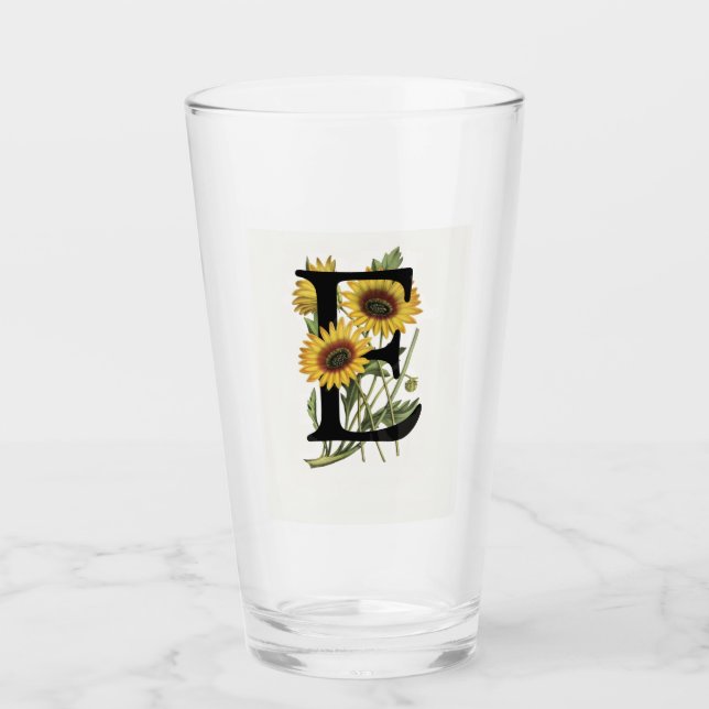 Cape Daisy Monogram E Drinking Glass (Front)