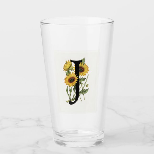 Cape Daisy Monogram J Drinking Glass (Front)
