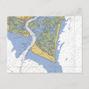 Cape Fear, NC Nautical Chart Postcard