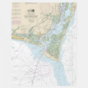 Cape Fear River Nautical Chart 11537 Fleece Blanket