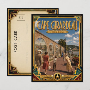 Cape Girardeau Missouri Vintage Art Deco Golden Postcard
